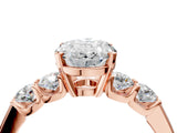 Rose gold Oval Brilliant Diamond Five-Stone Engagement Ring with Prong Setting on a Classic Band_19