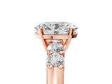 Rose gold Oval Brilliant Diamond Five-Stone Engagement Ring with Prong Setting on a Classic Band_20