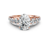 Rose gold Oval Brilliant Diamond Pavé Band with Six-Prong Setting_11