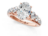 Rose gold Oval Brilliant Diamond Pavé Band with Six-Prong Setting_12