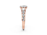 Rose gold Oval Brilliant Diamond Pavé Band with Six-Prong Setting_13