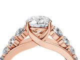 Rose gold Oval Brilliant Diamond Pavé Band with Six-Prong Setting_15