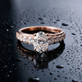 Rose gold Oval Brilliant Diamond Pavé Band with Six-Prong Setting_6