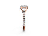 Rose gold Oval Brilliant Diamond Solitaire with Pavé Band and Four-Prong Setting 3