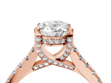 Rose gold Oval Brilliant Diamond Solitaire with Pavé Band and Four-Prong Setting 5