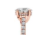 Rose gold Oval Brilliant Diamond Solitaire with Pavé Band and Four-Prong Setting