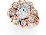 Rose gold Oval Brilliant Flower Halo Diamond Split Shank Ring_146
