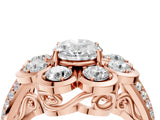 Rose gold Oval Brilliant Flower Halo Diamond Split Shank Ring_149