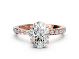 Rose gold Oval Brilliant Pavé Band Solitaire with Four-Prong Setting_28
