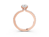 Rose gold Oval Brilliant Pavé Band Solitaire with Four-Prong Setting_31