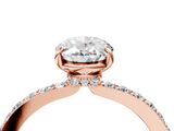 Rose gold Oval Brilliant Pavé Band Solitaire with Four-Prong Setting_32