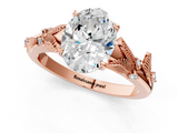 Rose gold Oval Brilliant Solitaire with Leaf Motif Band and Four-Prong Setting_82