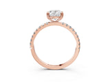 Rose gold Oval Brilliant Solitaire with Pavé Band and Claw Prong Setting_10