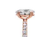 Rose gold Oval Brilliant Solitaire with Pavé Band and Claw Prong Setting_12