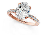 Rose gold Oval Brilliant Solitaire with Pavé Band and Claw Prong Setting_8