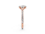 Rose gold Oval Brilliant Solitaire with Pavé Band and Claw Prong Setting_9
