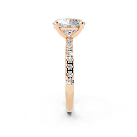 Rose gold Oval Brilliant Solitaire with Pavé Band and Four-Prong Setting_8