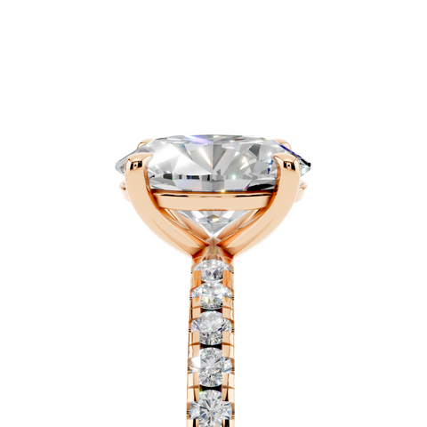 Rose gold Oval Brilliant Solitaire with Pavé Band and Four-Prong Setting_9