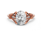 Rose gold Oval Brilliant Solitaire with Pave Band and Four-Prong Setting_20