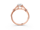 Rose gold Oval Brilliant Solitaire with Pave Band and Four-Prong Setting_23
