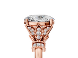 Rose gold Oval Brilliant Solitaire with Pave Band and Four-Prong Setting_25