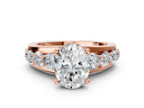 Rose gold Oval Brilliant Solitaire with Side Stones on a Pave Band and Four-Prong Setting_32