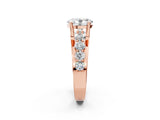 Rose gold Oval Brilliant Solitaire with Side Stones on a Pave Band and Four-Prong Setting_34