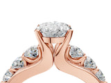 Rose gold Oval Brilliant Solitaire with Side Stones on a Pave Band and Four-Prong Setting_36