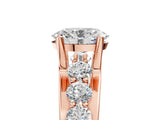 Rose gold Oval Brilliant Solitaire with Side Stones on a Pave Band and Four-Prong Setting_37