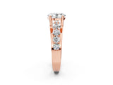 Rose gold Oval Brilliant Solitaire with Side Stones on a Pave Band and Four-Prong Setting_51