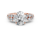 Rose gold Oval Cluster Diamond Engagement Ring with Pavé Band and Four-Prong Setting_38