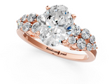 Rose gold Oval Cluster Diamond Engagement Ring with Pavé Band and Four-Prong Setting_39