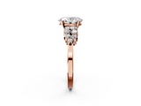 Rose gold Oval Cluster Diamond Engagement Ring with Pavé Band and Four-Prong Setting_40