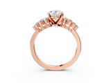 Rose gold Oval Cluster Diamond Engagement Ring with Pavé Band and Four-Prong Setting_41