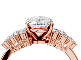 Rose gold Oval Cluster Diamond Engagement Ring with Pavé Band and Four-Prong Setting_42