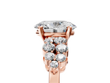 Rose gold Oval Cluster Diamond Engagement Ring with Pavé Band and Four-Prong Setting_43