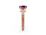Rose gold Oval Cut Amethyst Engagement Ring with Milgrain Channel Set Band and Prong Setting_2