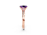 Rose gold Oval Cut Amethyst Engagement Ring with Side Stone Accents and Four-Prong Setting_29