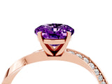 Rose gold Oval Cut Amethyst Engagement Ring with Side Stone Accents and Four-Prong Setting_31