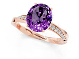 Rose gold Oval Cut Amethyst Engagement Ring with Side Stone Accents and Four-Prong Setting_61