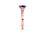 Rose gold Oval Cut Amethyst Engagement Ring with Side Stone Accents and Four-Prong Setting_62