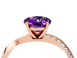 Rose gold Oval Cut Amethyst Engagement Ring with Side Stone Accents and Four-Prong Setting_64