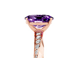 Rose gold Oval Cut Amethyst Engagement Ring with Side Stone Accents and Four-Prong Setting_65