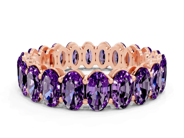 Rose gold Oval Cut Amethyst Eternity Band with Shared Prong Setting
