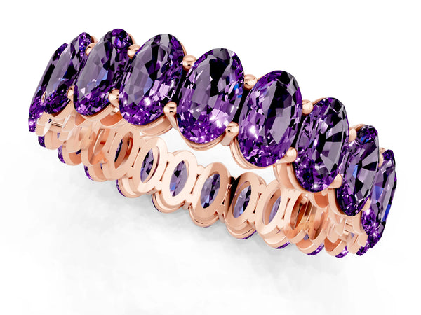 Rose gold Oval Cut Amethyst Eternity Band with Shared Prong Setting