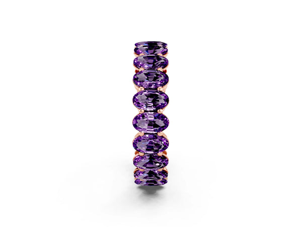 Rose gold Oval Cut Amethyst Eternity Band with Shared Prong Setting
