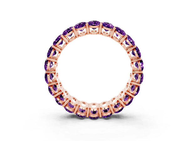 Rose gold Oval Cut Amethyst Eternity Band with Shared Prong Setting