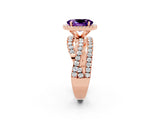 Rose gold Oval Cut Amethyst Halo Ring with Round Split Shank and Prong Setting_50
