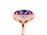 Rose gold Oval Cut Amethyst Halo Ring with Tapered Band and Four-Prong Setting_5