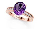 Rose gold Oval Cut Amethyst Milgrain Pavé Engagement Ring with Four-Prong Setting_13